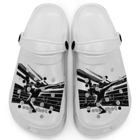 Karate stylish kick position black and white desig Clogs