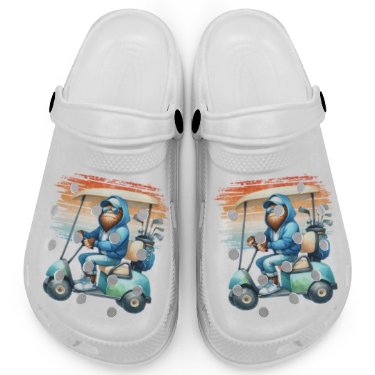 Bigfoot Golf Adventure Watercolor Golfer Cart Clogs