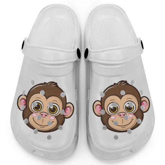 Adorable Monkey Face With Big Eyes Clogs
