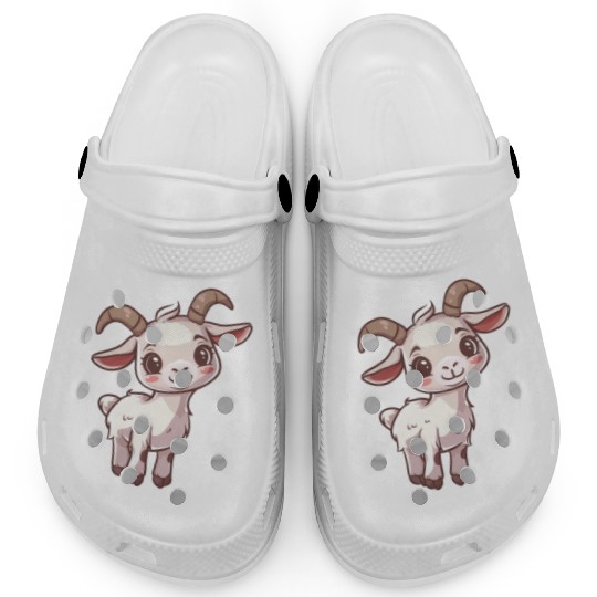 Adorable Smiling Goat Cartoon Clogs