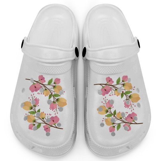 Flowers rose and yellow Clogs