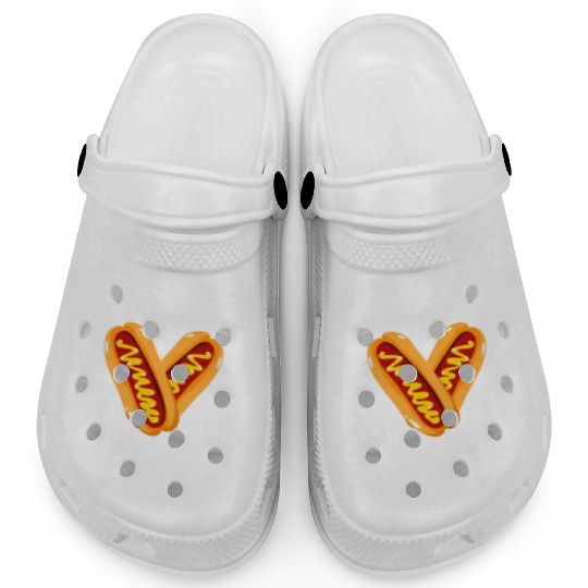 Hot Dog Adult Heart Valentines Day Clogs