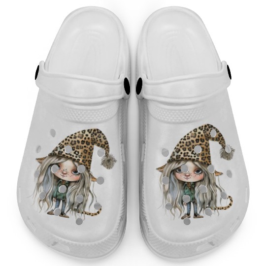Leopard Print Gnome Clipart Images, Girly Clogs