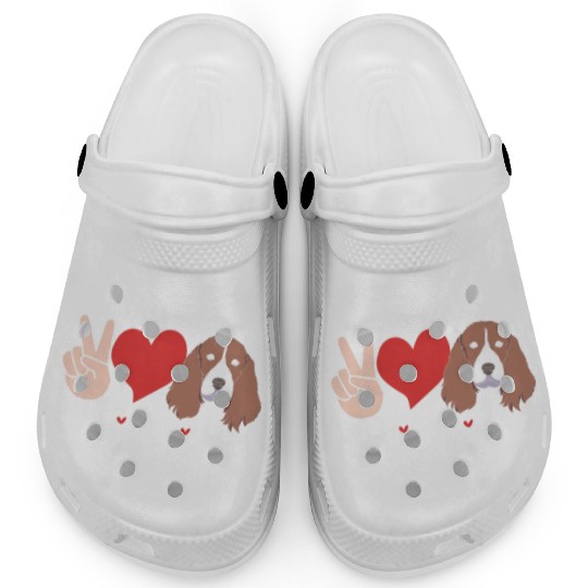 Peace Love Dog Lover Springer Spaniel Clogs