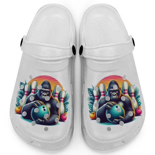 Gorilla Playing Bowling Animal Sports Lovers Clogs