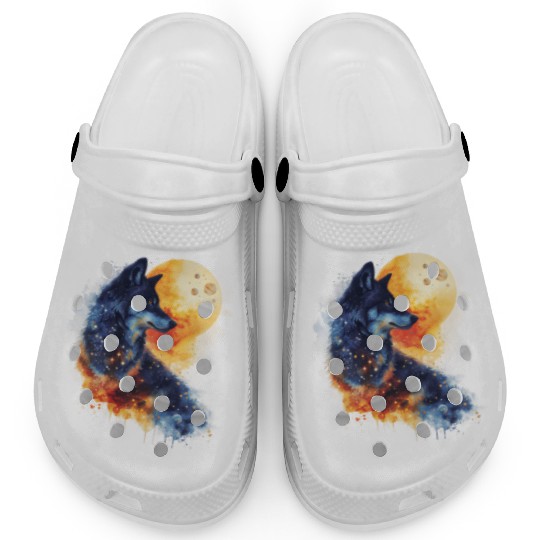 Watercolor style Cosmic Wolves clipart bundle , Clogs