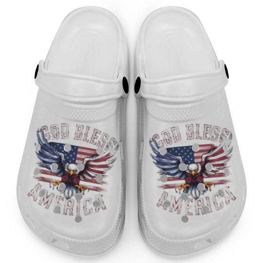 God Bless America Eagle Happy 4th Of July US Flag Clogs