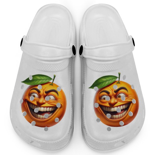Crazy Orange a Comically Exaggerated Face Clogs