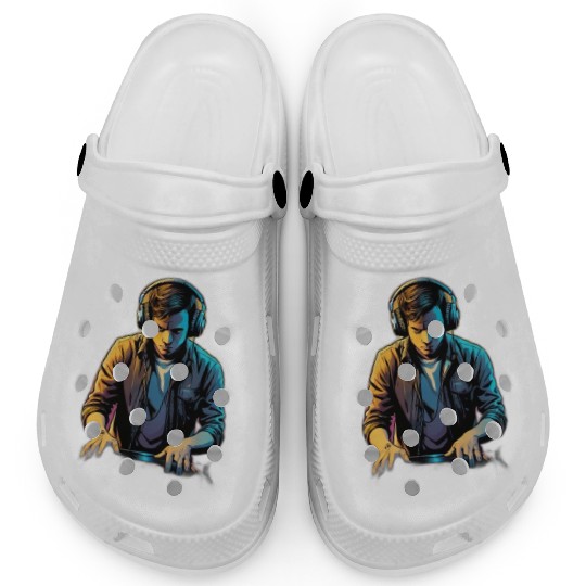 Neon DJ Youth Illustration Clogs