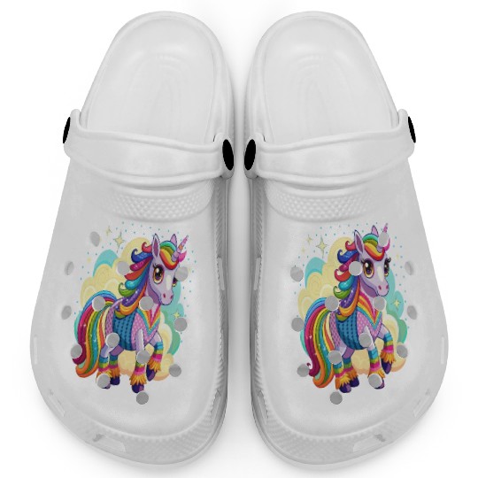 Crochet Rainbow Unicorn Clogs