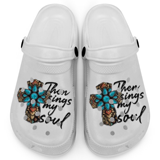 Turquoise Cross Western Aztec Art Clogs