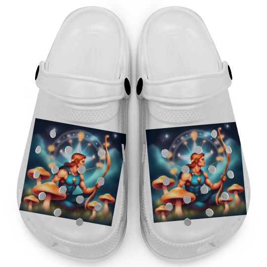 Sagittarius zodiac sign with mushrooms Clogs