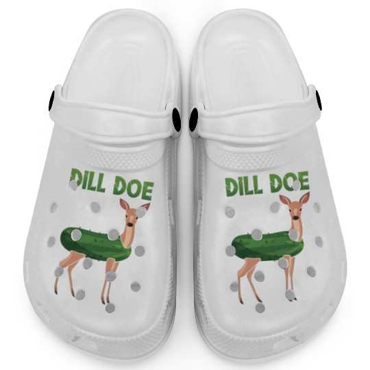 Dill Doe Funny Deer Pickle Pun Humor Clogs