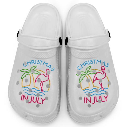 Christmas In July Pink Flamingo Clogs