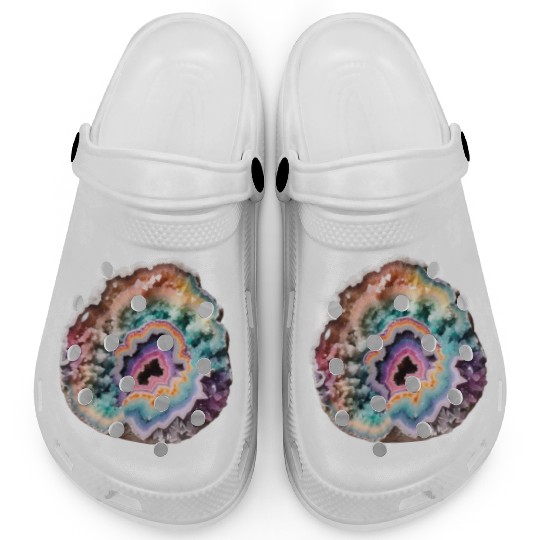 Fantasy Pastel Rainbow Geo Stone Crystal Clogs