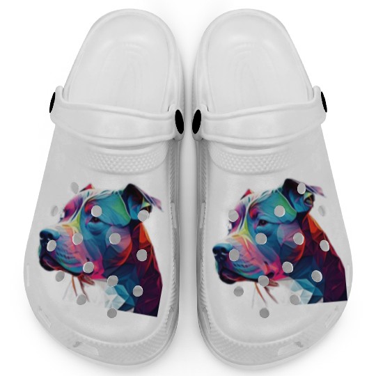 Blue Nose Pitbull Neon Face Origami Clogs