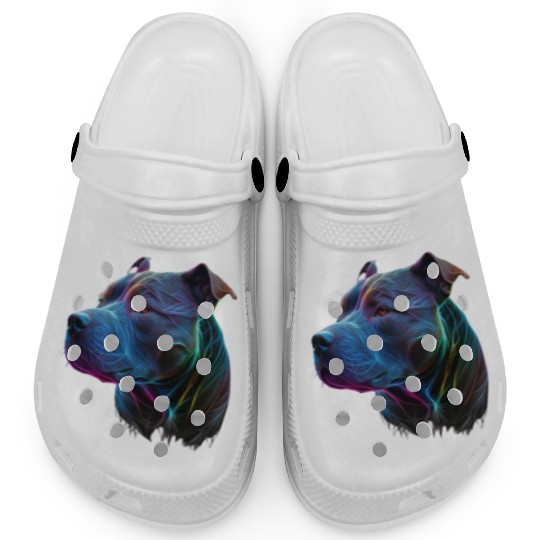 Neon Bluenose Pitbull Dog 3D Face Art Clogs