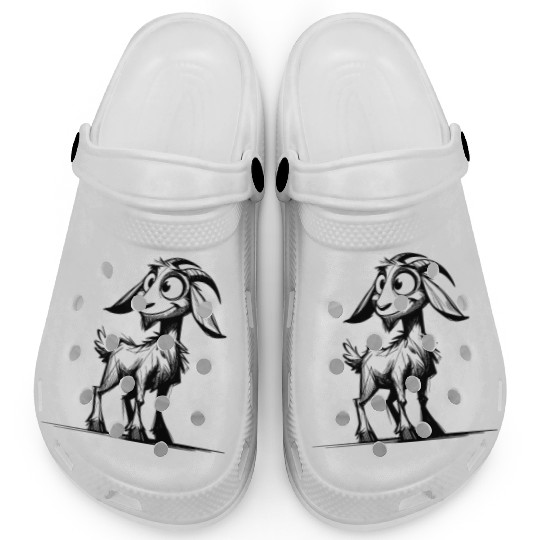 Goat Big Eyes Grinning Billy Goat Sketch Clogs