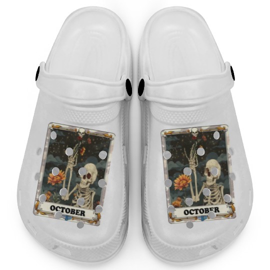 October Gothic Tarot Card - Marigold Flower & Skel Clogs
