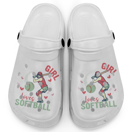 Just A Girl Who Loves Softball Team Baseball Clogs