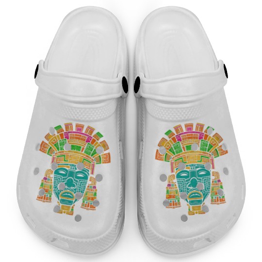 Aztec God Ancient Mythology Tlaloc Mask Vibrant Clogs