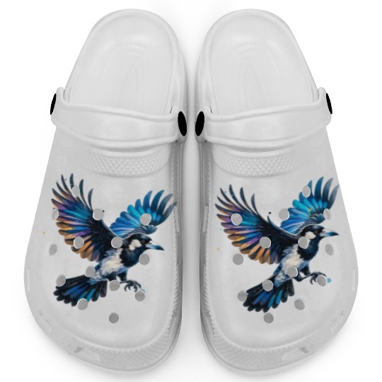 Pied Currawong in Flight Clogs