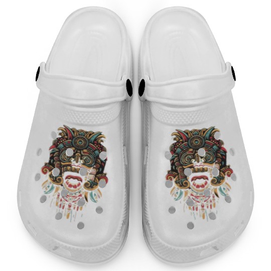 Aztec God Ancient Mythology Tonatiuh Warrior Mask Clogs