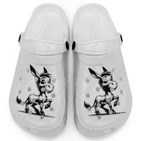 Long Ear Donkey Pencil Sketch Clogs