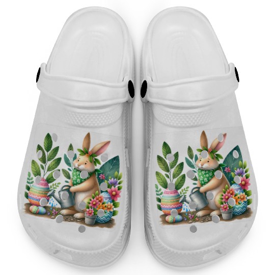 Rabbit Planting Garden Easter Bandana Clogs