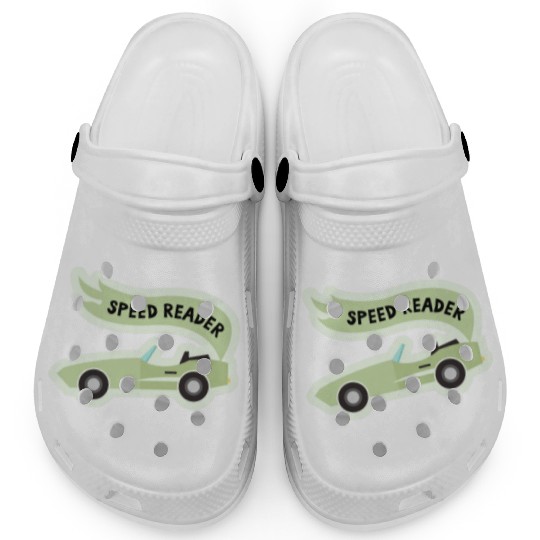 Speed ReaderBookish Racing Car Pastel Green Lemon Clogs