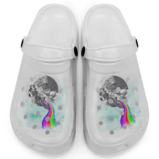 Skull Design with Rainbow. Concert Festival Clogs