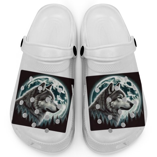 Nature Moon Alpha Cute Wolf Moon nature Clogs