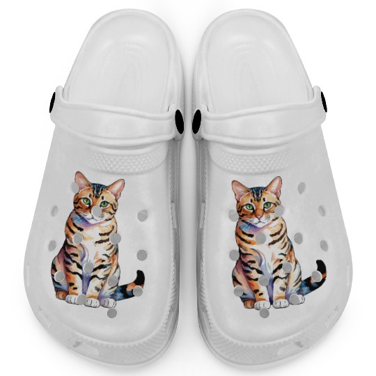 Leopard Cat Watercolor Clogs