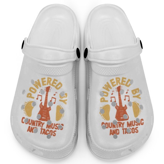 Powered By Country Music & Tacos Western Cowboy Clogs