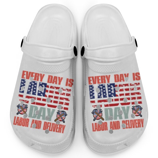 Happy Labor Day Clogs For Labor Day Messy Bun USA