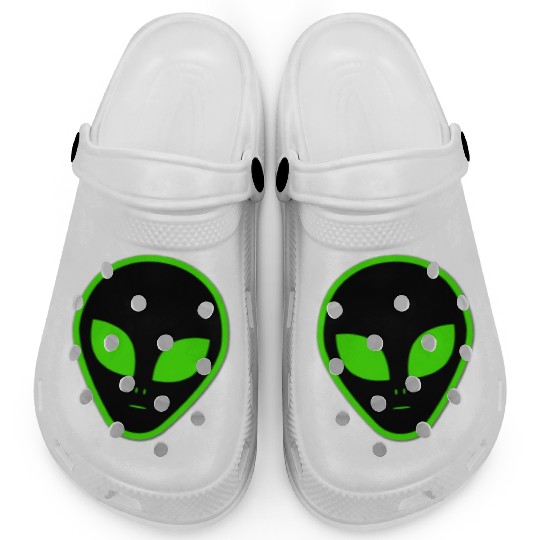 Alien, green color, dark things design Clogs