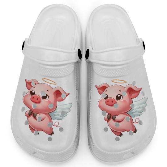 Cute pig angel cartoon halo wings Clogs