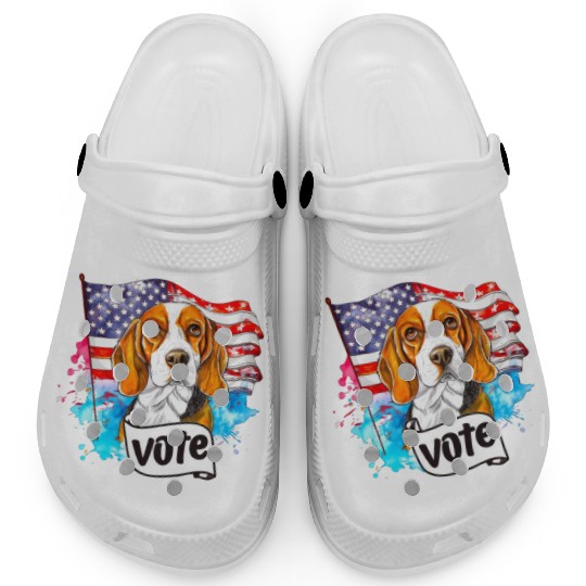 Beagle Dog Vote US Flag Election 2024 Clogs
