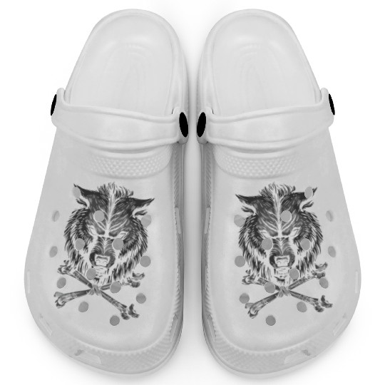 Wolf Skull and Crossbones Clogs