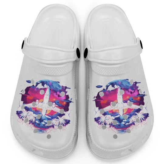 Retro Airplane Retrowave Clogs
