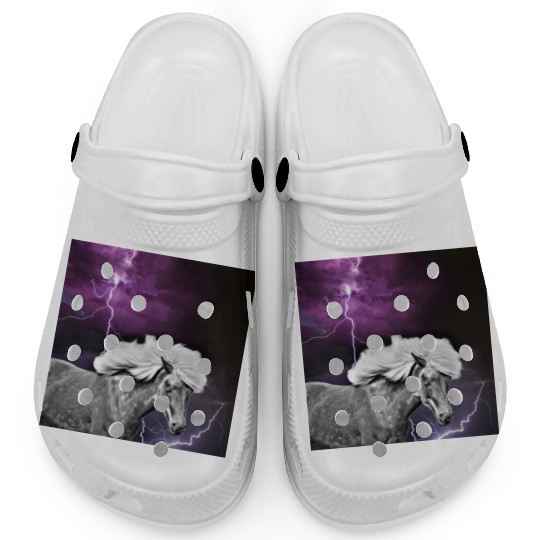 Horse, lightning, night Clogs