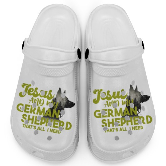 German Shepherd JESUS AND MY GERMAN SHEPHERD Clogs