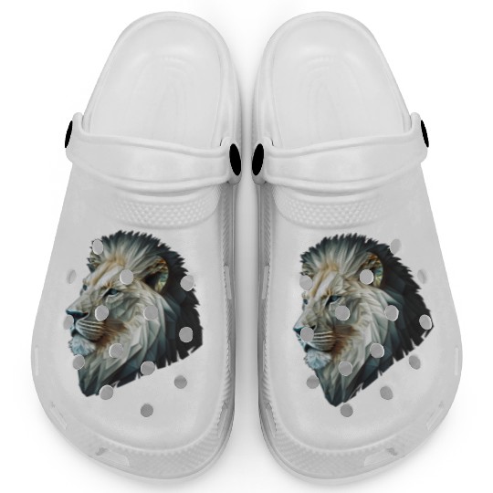 Polygon Animal Print White Clogs