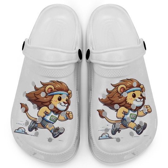 Cute Marathon Runner Lion Clogs
