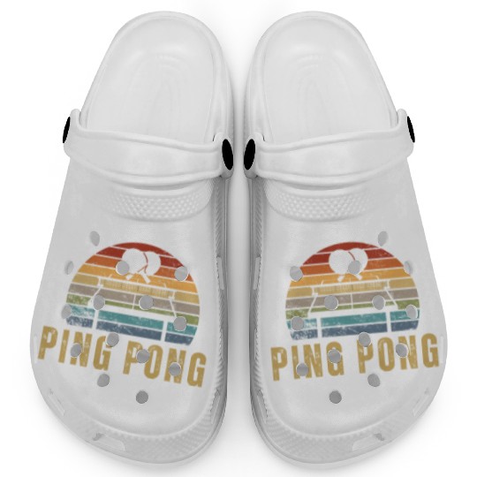 Ping Pong Player Vintage Retro 70s Design Ping Clogs