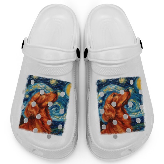 Irish Setter Dog Starry Night Painting Clogs
