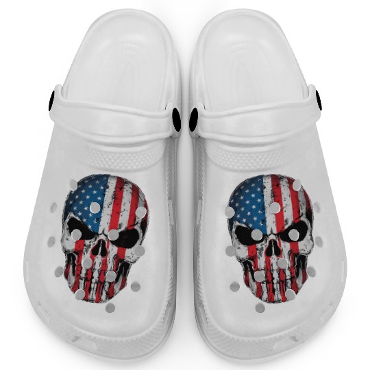 American Flag Skull Clogs – Patriotic Grunge USA