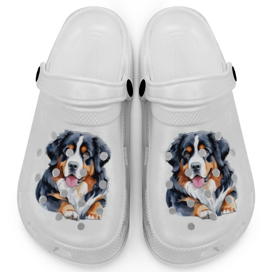 Bernese Mountain Dog Watercolor Clogs