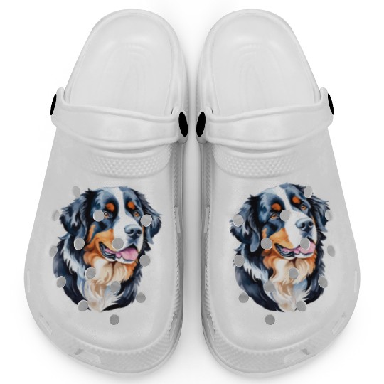 Bernese Mountain Dog Watercolor Clogs