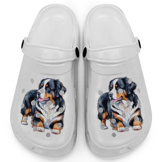 Bernese Mountain Dog Watercolor Clogs